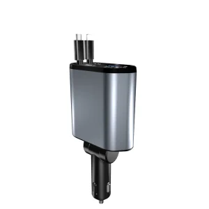 12v 24v Portable Multi Port Super Fast Charging Type c Mobile Phone Adapter Electric 4 in 1 Retractable Car Charger