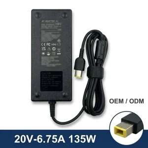 135W PD 3.0 Fireproof DC TIP Power Supply Adapter 20V 6.75A Yellow Square for Legion Y Series ThinkPad P Series IdeaPad Yoga