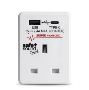 13A 250V EU UK Plug Adapter Surge Protection AC DC USB A Type C Laptop Charger UKCA CE EMC RoHS Approved Travel Industrial Use