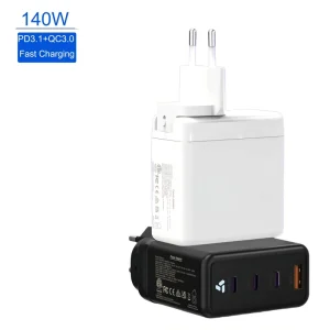 140W GaN Charger EU Plug USB-C PD QC3.0 Fast Charging Supply for Laptop and Mobile Phone