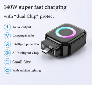 140W GaN Fast Charger PD 3.1 Auto Eject USB C Adapter EPR Power Hub for Macbook Pro Laptop iPhone