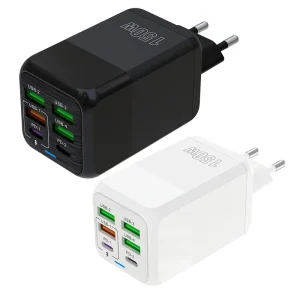 150W Portable Power Supply Adapter with 4 USB + 2 PD Ports Laptop & Phone Fast Charging 5V 2A US/EU/UK Plugs