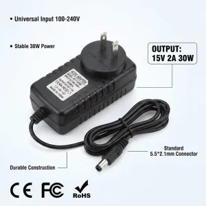 15V 1A 2A Power Adapter 15W 30W AC DC Converter for Networking Routers CCTV Security Cameras CE FCC Certified