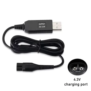 15V USB Charging Cable with Razor Adapter HQ8505 HQ8500 Power Adapter for Philips Shaver S5000 S7000 S9000