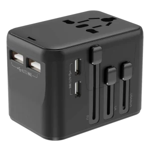 15W PD GaN Compact Multi Plug Universal Travel Adapter AC Ports All One Fireproof Material PC Fireproof Overcharge