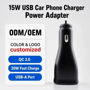 15W USB Car Phone Charger Single-Port Travel Power Adapter QC3.0 Universal