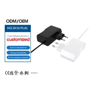 15w 6v 2.5a EU Plug LX060250 Switching Power Adapter UL 62368 DOE Level VI CE SAA BSMI FCC OTP OVP Camera C