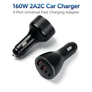 160W 2A2C 4-Port Universal Car Charger PD3.1 QC PPS Fast Charging Adapter for Laptops Mobile Phones