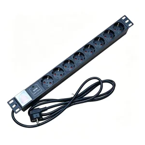 16A 8 Outlet EU Type PDU Schuko Rack PDU with Surge Protector 19 Inch Horizontal Power Strip for Network Cabinet