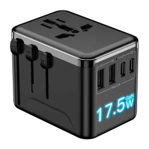 17.5W 2A2C Universal Travel Adapter with EU, US, AU, and UK Plugs