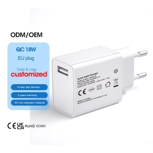 18W QC USB Wall Charger Adapter 1 Port 3.0 CE ROHS Approved EU Plug