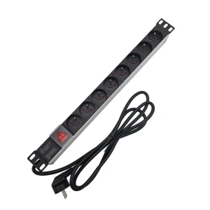 19″ 1U Aluminum Alloy PDU with 8 French Socket EU Plug for Data Center