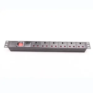19″ 1U Power Distribution Unit (PDU) 6-Way UK Type Outlets with On-Off Switch and Surge Protector