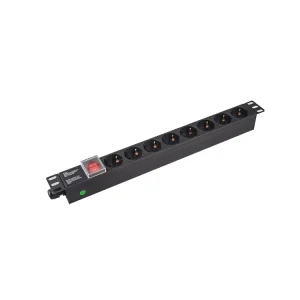 19 Inch 1U 16A 8-Way Rack German Standard DC PDU Power Distribution Unit
