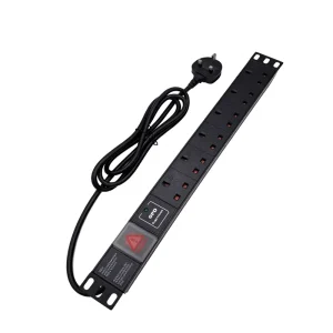 19 Inch 1U 6 Way UK Socket PDU with SPD Surge Protector & Switch Rack Mount Power Distribution Unit UK Plug for Server Cabinet
