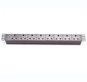 19 Inch 1U Power Distribution Unit with 8 UK Type Outlets CE ROHS Certified 230V Rated Bronze Conductor Rack-Mounted