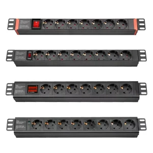 19 Inch Rack Mount Germany PDU With DIN49440 Schuko & IEC C19 Sockets Aluminum Alloy Power Distribution Unit For Server