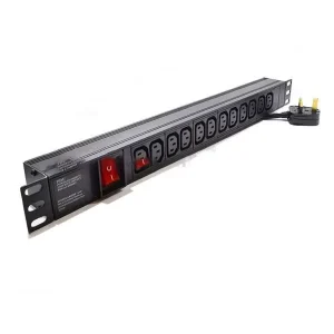 19″ Power Distribution Unit 12 Way C13 IEC PDU With UK Plug