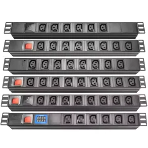 19″ Rack-Mounted PDU IEC C13 Power Distribution Unit with Switch & Surge Protection Customizable Option