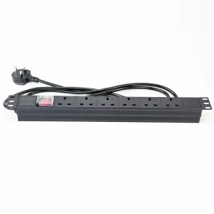 19” UK 6 Way 13A AC 250V Monitored Indicated Aluminum Black Power Distribution Unit PDU for Data Center Server Rack