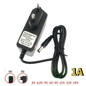 1A Power Adapter 3V 4.5V 5V 6V 9V 12V 13V 15V AC-DC Universal Power Supply with EU US Plug