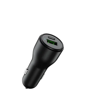 1A1C Black USB-C Car Charger PD30W QC18W Cigarette Lighter Adapter for Phones 12V-24V