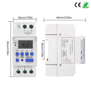 1NO 1NC Din Rail Single Phase Weekly 7 Days Programmable Digital Time Switch Relay Timer AC/DC 12V 24V 48V 110V AC220/230V