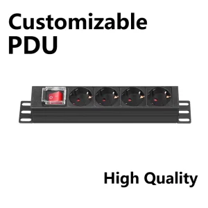 1U 16A 250V 4 port Schuko Mini PDU with Indicator Power Distribution Unit