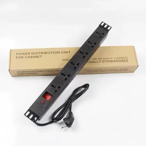 1U 19” 6-Way 10A/16A Universal Socket PDU Rack Mount Power Distribution Unit 110-250V