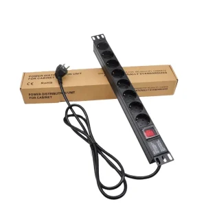 1U 19″ 8 ways EU type PDU with power switch Power Distribution Unit