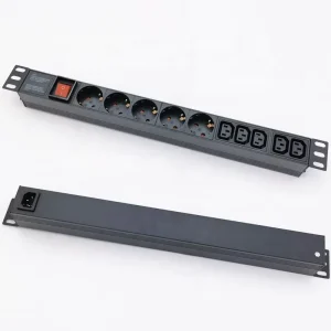 1U 19 Inch 5 EU + 5 C13 Sockets Power Distribution Unit with Back C14 Switch Durable Aluminum Alloy