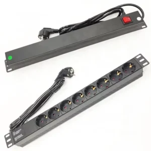 1U 19 Inch 8 Socket Germany Type Power Distribution Unit 2m 3*1.5mm²Power Cord Back Switch Made Durable Aluminium Aluminum Alloy