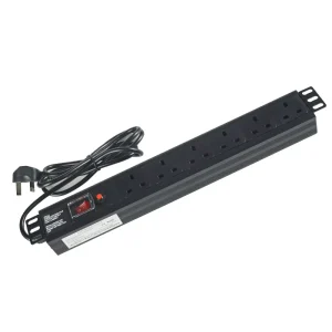 1U 19 Inch Rack Mount PDU 8 Way UK 13A 240V Aluminum Alloy Power Distribution Unit for Server Rack Network Cabinet