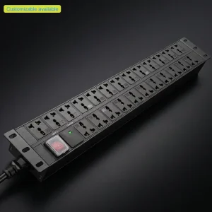 1U 19 Inch Rack PDU 8 US/UK Outlet 16A Power Distribution Unit Aluminum Rack Mount Surge Protector for Data Center CCTV Server