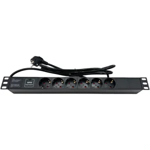 1U 19inch 6 Sockets Germany Type Power Distribution Unit with Surge Protection for Network Cabinet and Data Center