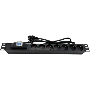 1U 19inch 7 Sockets French Type Power Distribution Unit with 1P Circuit Breaker for Network Cabinet and Data Center