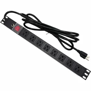 1U 19inch 8-Outlet Power Distribution Unit with Switch & Overload Protection for Cabinet Equipment USA Design
