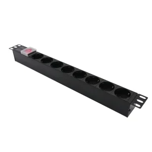 1U 19inch 8ways Germany Type Aluminium Alloy Shell Power Distribution Unit with Switch Network Cabinet Plugs & Sockets