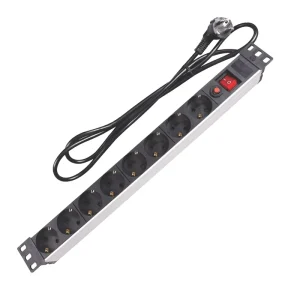 1U 8 Way Germany Rack PDU Power Distribution Unit Industrial Socket with Overload Euro Plug for Server Cabinet