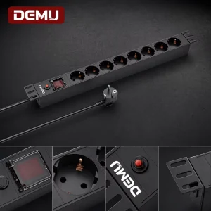1U Rack Mount PDU 8 Way Schuko Double Pole Switch Overload T5 Aluminum Server Cabinet