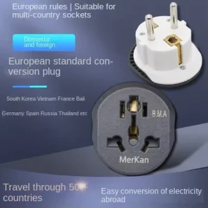 2 Pin EU to UK Travel Adapter Wall Socket Multi-Plug Converter with 16A Copper Plug IP44 NFC Type