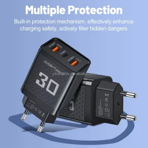 2-Port USB Type-C Charger EU US UK Plug Wall Adapter for Mobile Phones