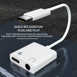 2 in 1 Type C USB C to 3.5mm Headphone and Charger Audio Adapter