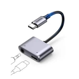 2 in 1 USB C to 3.5mm Headphone and Charger Adapter Type C to Aux Audio Jack with PD 60W Fast Charging Dongle