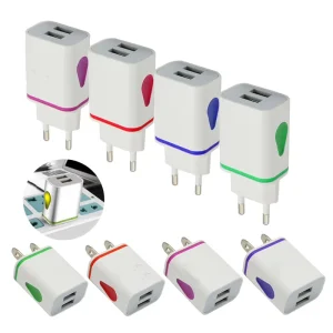 2.1A Dual-Port USB Wall Charger with LED Fast Charging Power Adapter