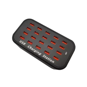20-Port USB Charger Multi-Port Desktop Charging Station Adapter for Laptops, Power Banks and Phones, US/EU/UK Plug