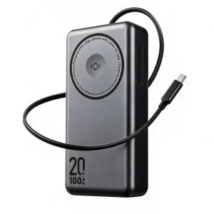 20000mAh Semi solid Battery Magnetic Power Bank 100W Bidirectional Fast Charger AC Holder Cable Digital Screen Cooling Fan