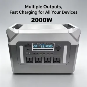2000W Portable Power Station LiFePO4 1843Wh PWM Solar Charging Emergency Power Bank for RV and Car with Pure Sine Wave 4000