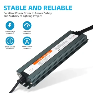 200W/250W Outdoor IP67 Waterproof Power Supply 100-260V AC Input 12V/24V DC Output for LED Lighting Equipment