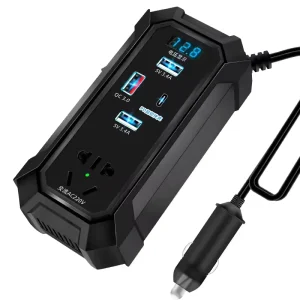200W Car Charger with QC3.0 Function 12V 24V Car Inverter Power Socket Converter to 220V